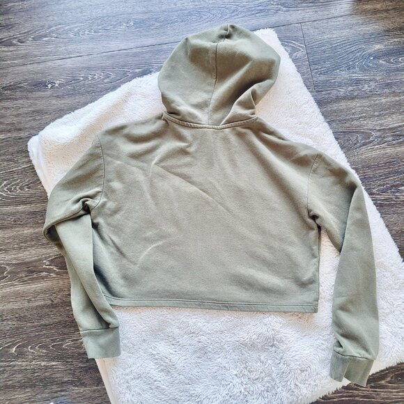 H&M Divided Cropped Pullover Hoodie in Olive Green Sz XS (Oversized) - Picture 3 of 7